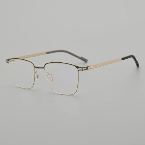 Square Titanium Glasses LE5296 - Black - Gold