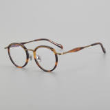Round Acetate & Titanium Glasses LE5262 - Bronze
