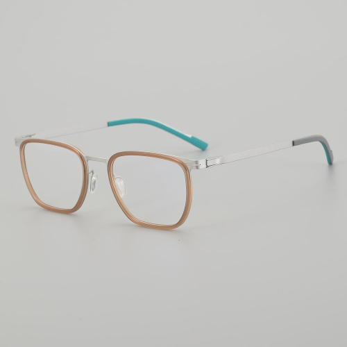 Square Titanium Glasses LE5341 - Brown - Silver