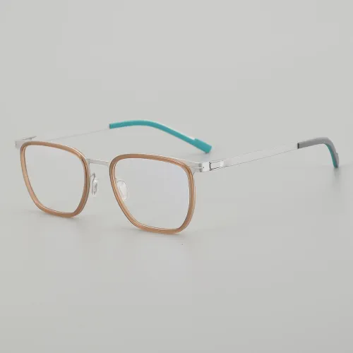 Square Titanium Glasses LE5341 - Brown - Silver