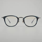 Oval Acetate & Titanium Glasses LE5243 - Blue - Gunmetal Front View