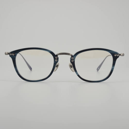 Oval Acetate & Titanium Glasses LE5243 - Blue - Gunmetal