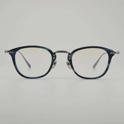 Oval Acetate & Titanium Glasses LE5243 - Blue - Gunmetal