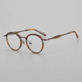 Round Acetate & Titanium Glasses LE5262 - Red