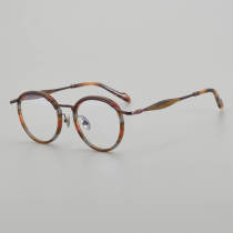 Round Acetate & Titanium Glasses LE5262 - Red