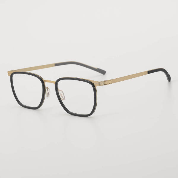 Square Titanium Glasses LE5341 - Black - Gold