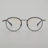 Round Acetate & Titanium Glasses LE5262 - Grey Front View