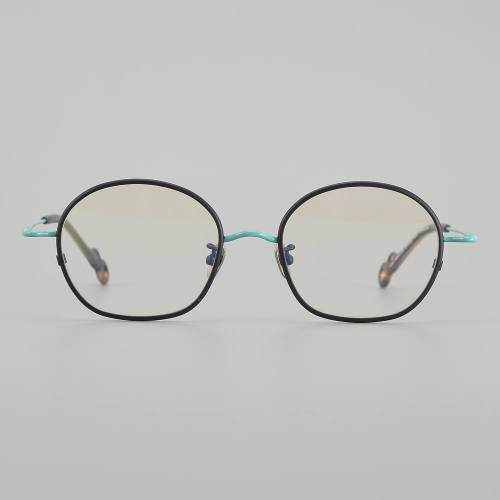 Round Titanium Glasses LE5234 - Black - Green