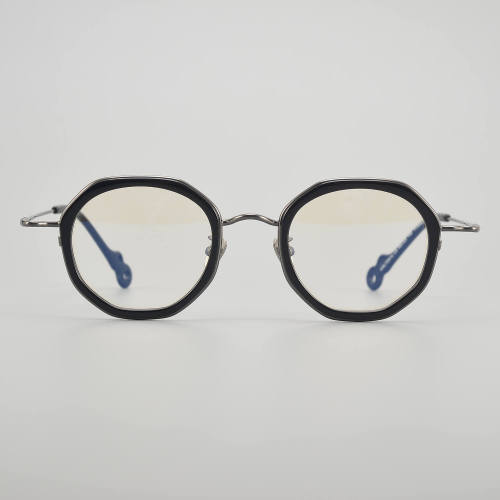Geometric Acetate & Titanium Glasses LE5271 - Black - Gunmetal