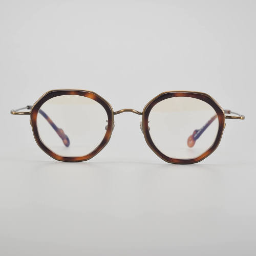 Geometric Acetate & Titanium Glasses LE5271 - Tortoise - Gold