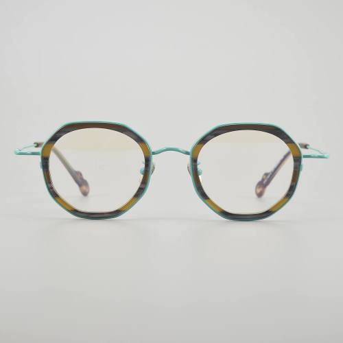 Geometric Acetate & Titanium Glasses LE5271 - Tortoise - Green