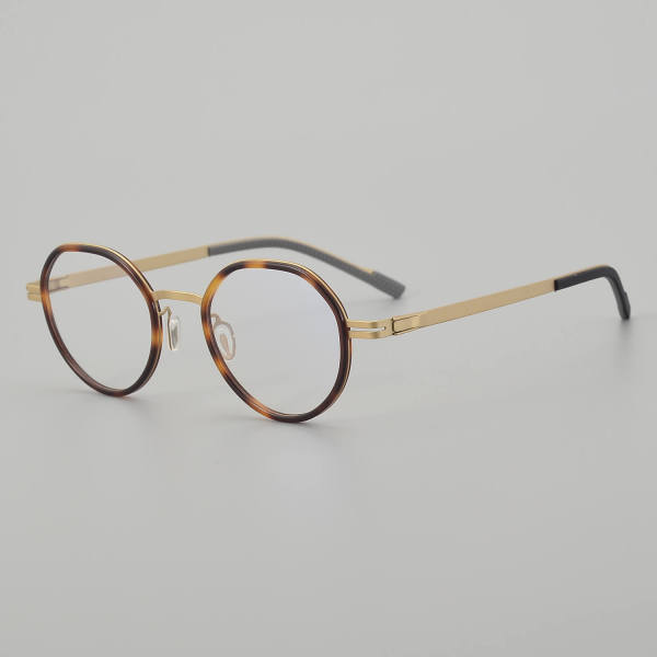 Round Titanium Glasses LE5314 - Tortoise - Gold