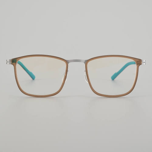 Square Titanium Glasses LE5153 - Brown - Silver