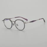 Round Acetate & Titanium Glasses LE5262 - Grey