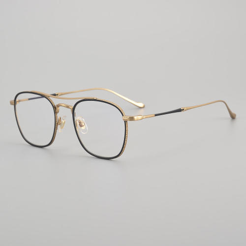 Square Titanium Glasses LE5309 - Black - Gold
