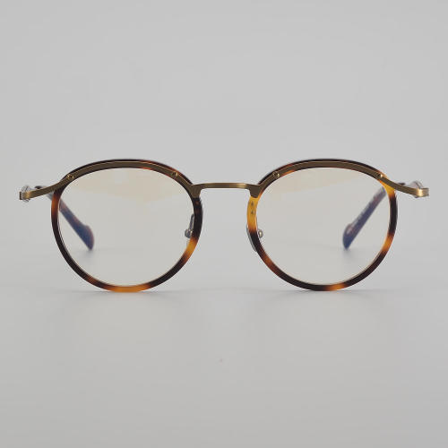 Round Acetate & Titanium Glasses LE5262 - Bronze