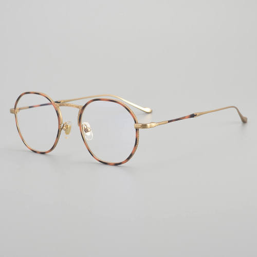 Round Titanium Glasses LE5223 - Amber - Gold