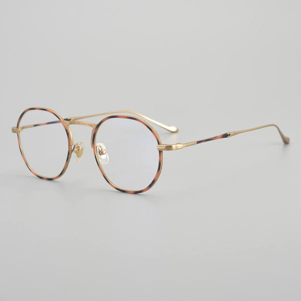 Round Titanium Glasses LE5223 - Amber - Gold