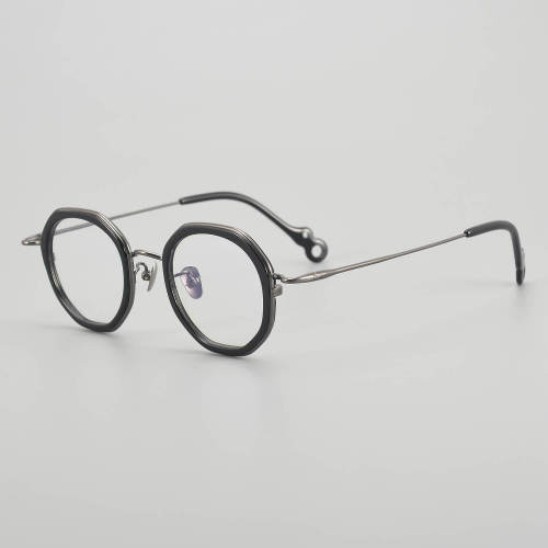 Geometric Acetate & Titanium Glasses LE5271 - Black - Gunmetal