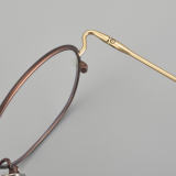 Round Titanium Glasses LE5234 - Brown - Gold