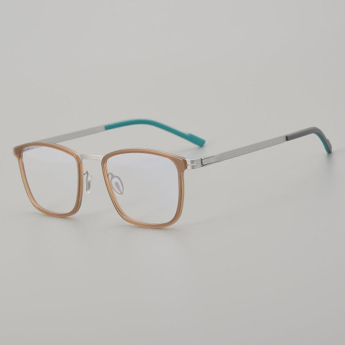 Square Titanium Glasses LE5153 - Brown - Silver