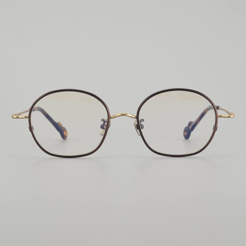 Round Titanium Glasses LE5234 - Brown - Gold