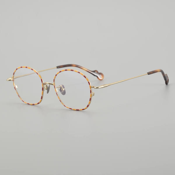 Round Titanium Glasses LE5234 - Pink - Gold