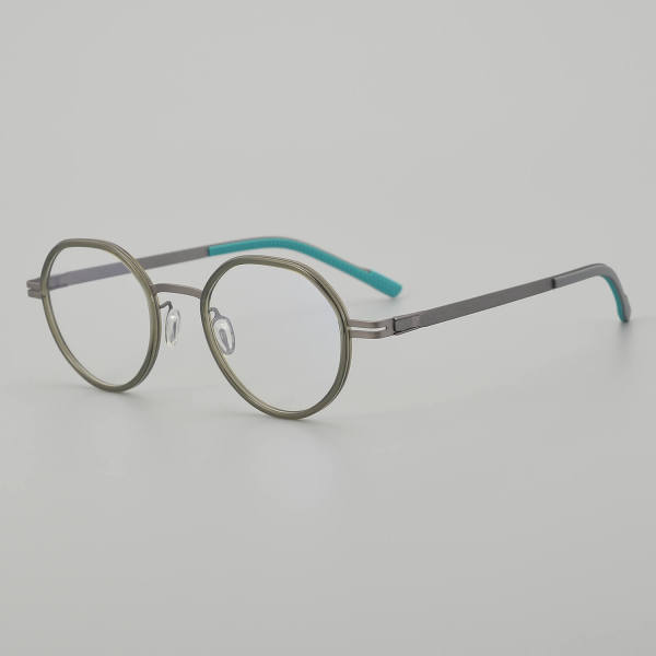 Round Titanium Glasses LE5314 - Green - Gunmetal