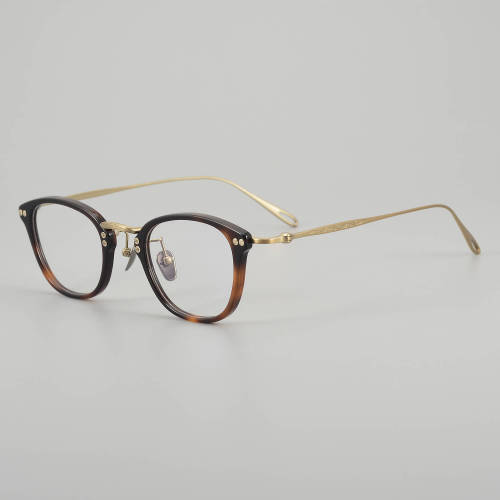 Oval Acetate & Titanium Glasses LE5243 - Tortoise - Gold