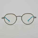 Round Titanium Glasses LE5314 - Green - Gunmetal Front View