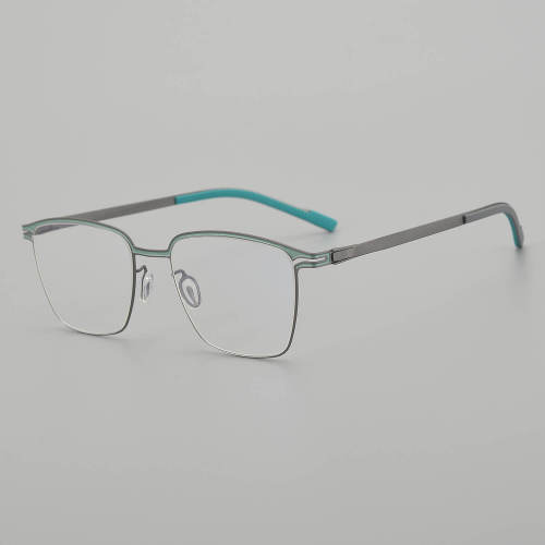 Square Titanium Glasses LE5296 - Green - Gunmetal