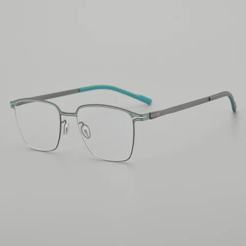 Square Titanium Glasses LE5296 - Green - Gunmetal
