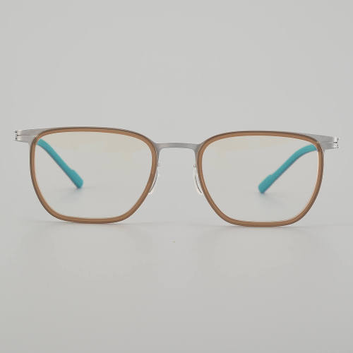 Square Titanium Glasses LE5341 - Brown - Silver