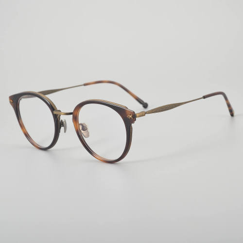 Round Acetate & Titanium Glasses LE5141 - Tortoise - Bronze