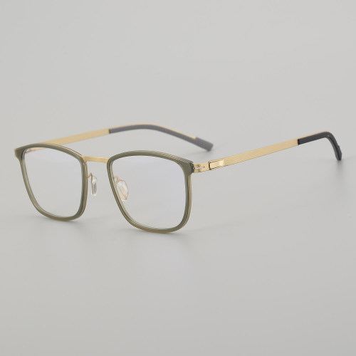 Square Titanium Glasses LE5153 - Green - Gold