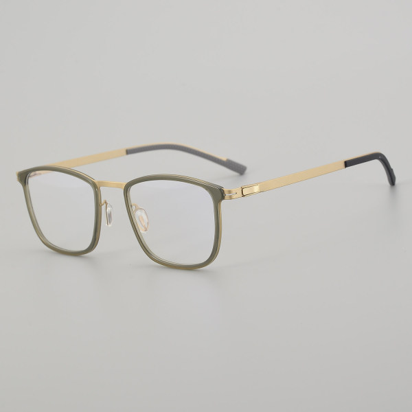 Square Titanium Glasses LE5153 - Green - Gold