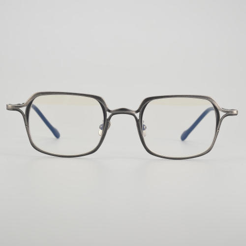 Clip On Square Titanium Glasses LE5091 - Gold - Silver