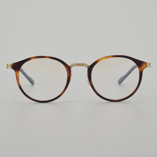 Round Acetate & Titanium Glasses LE5078 - Tortoise - Gold