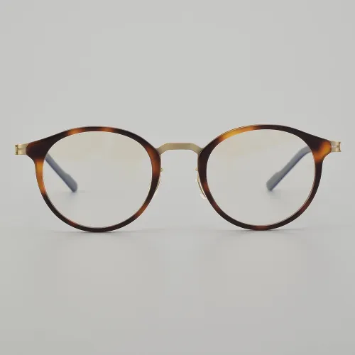 Round Acetate & Titanium Glasses LE5078 - Tortoise - Gold