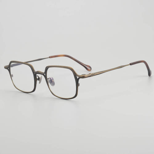 Clip On Square Titanium Glasses LE5091 - Brown - Bronze