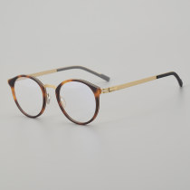 Round Acetate & Titanium Glasses LE5078 - Tortoise - Gold