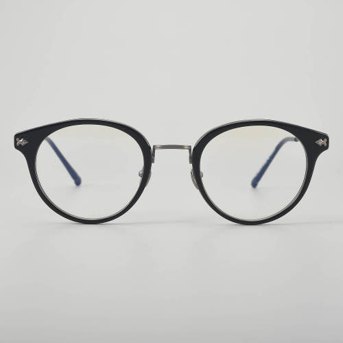 Round Acetate & Titanium Glasses LE5141 - Black - Gunmetal