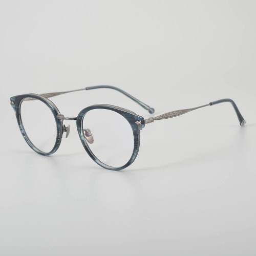Round Acetate & Titanium Glasses LE5141 - Blue - Gunmetal