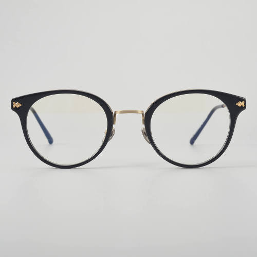 Round Acetate & Titanium Glasses LE5141 - Black - Gold
