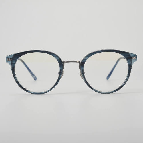 Round Acetate & Titanium Glasses LE5141 - Blue - Gunmetal