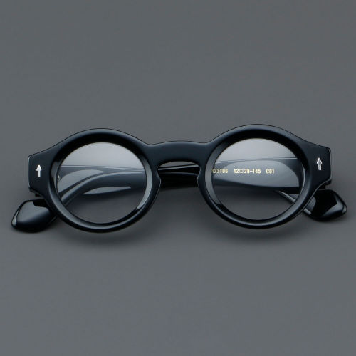 Round Acetate Glasses LE7016 - Black