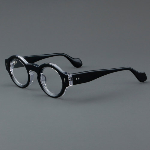 Round Acetate Glasses LE7016 - Black & Clear