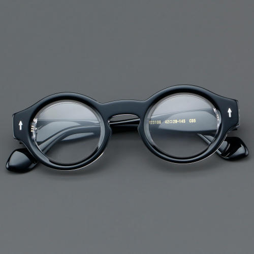 Round Acetate Glasses LE7016 - Black & Clear
