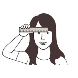 Place ruler against brow line