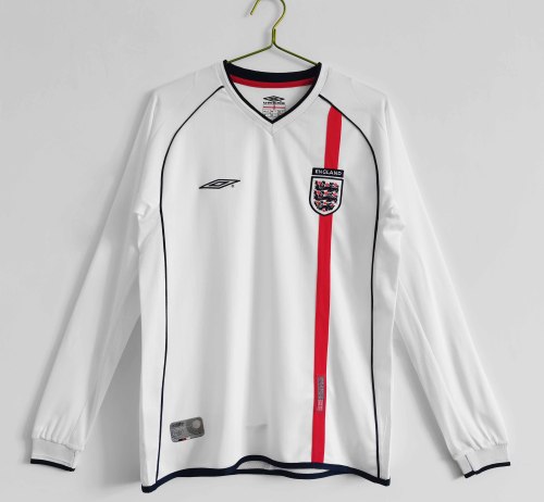 Long sleeve 2002 England Home Retro Jersey